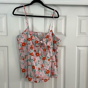 Tie front, smocked back tank top